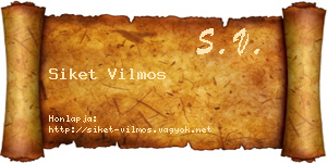 Siket Vilmos névjegykártya